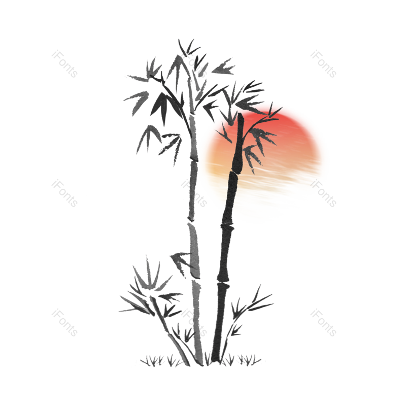 装饰图片,水墨元素,中国风PNG,竹子免抠素材